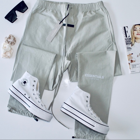 FEAR OF GOD ESSENTIALS SSENSE Exclusive Nylon Track Pants ‘Concrete’ - Picture 2 of 4